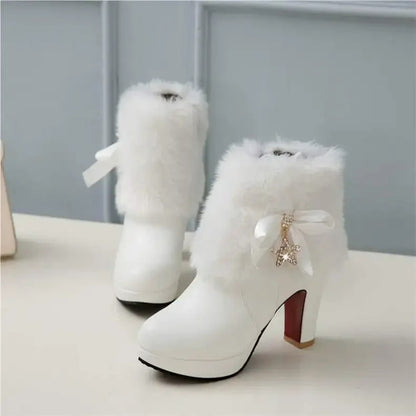 Elegant Fur Trim Winter Ankle Boots