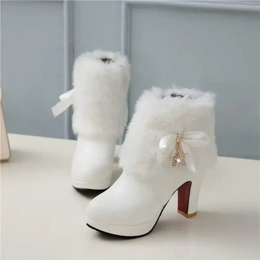 Elegant Fur Trim Winter Ankle Boots