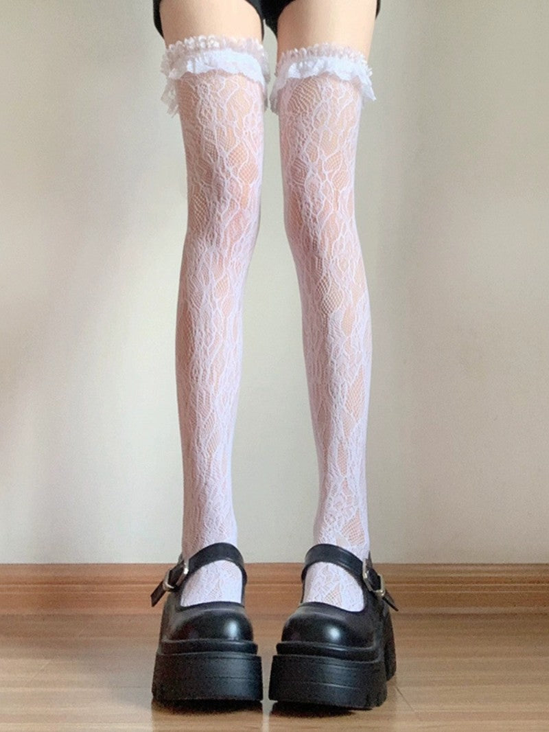 Lace Over Knee Slouch Stockings