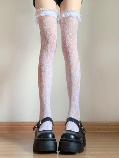 Lace Over Knee Slouch Stockings