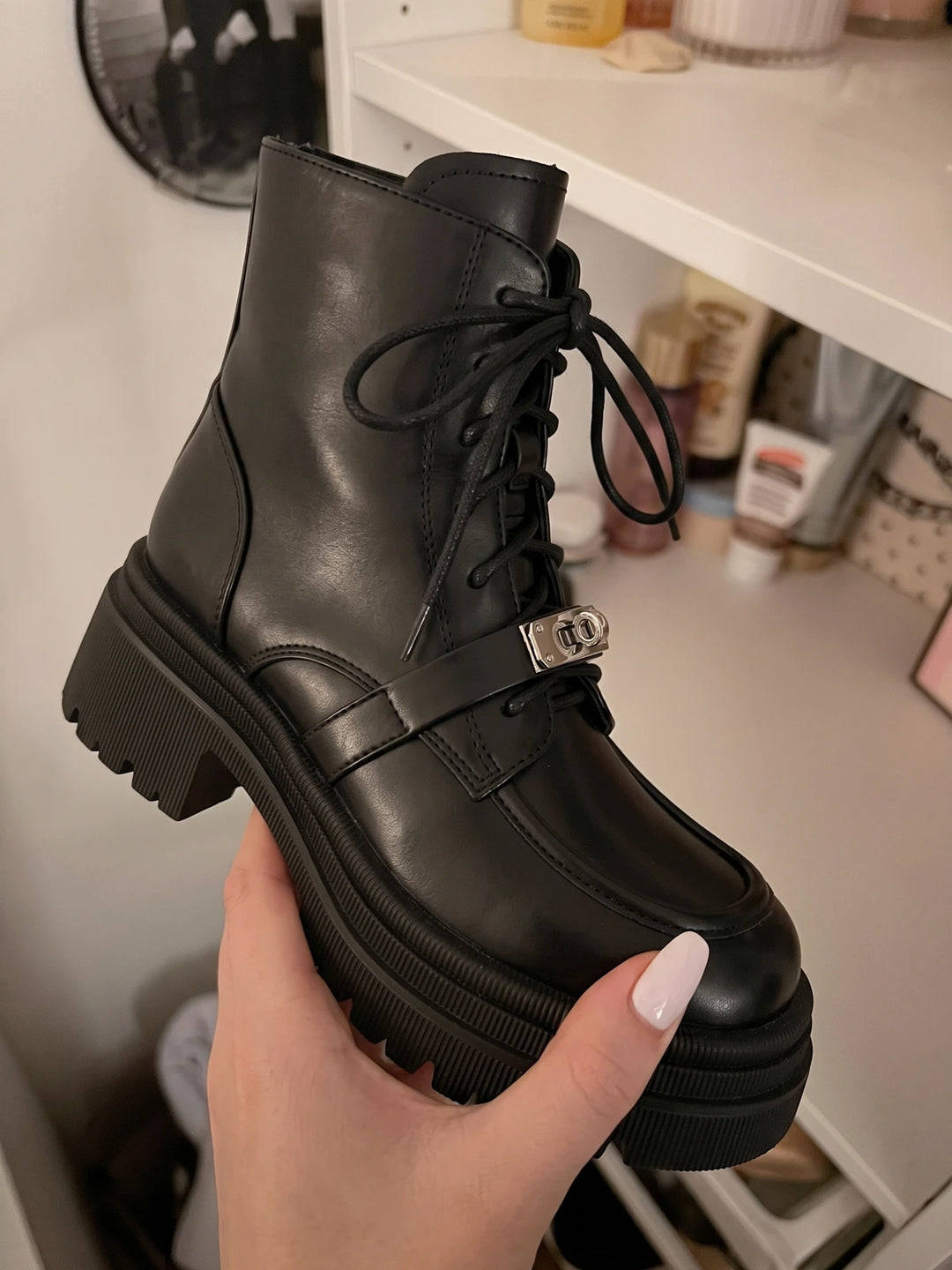 Black Vintage Buckle Boots