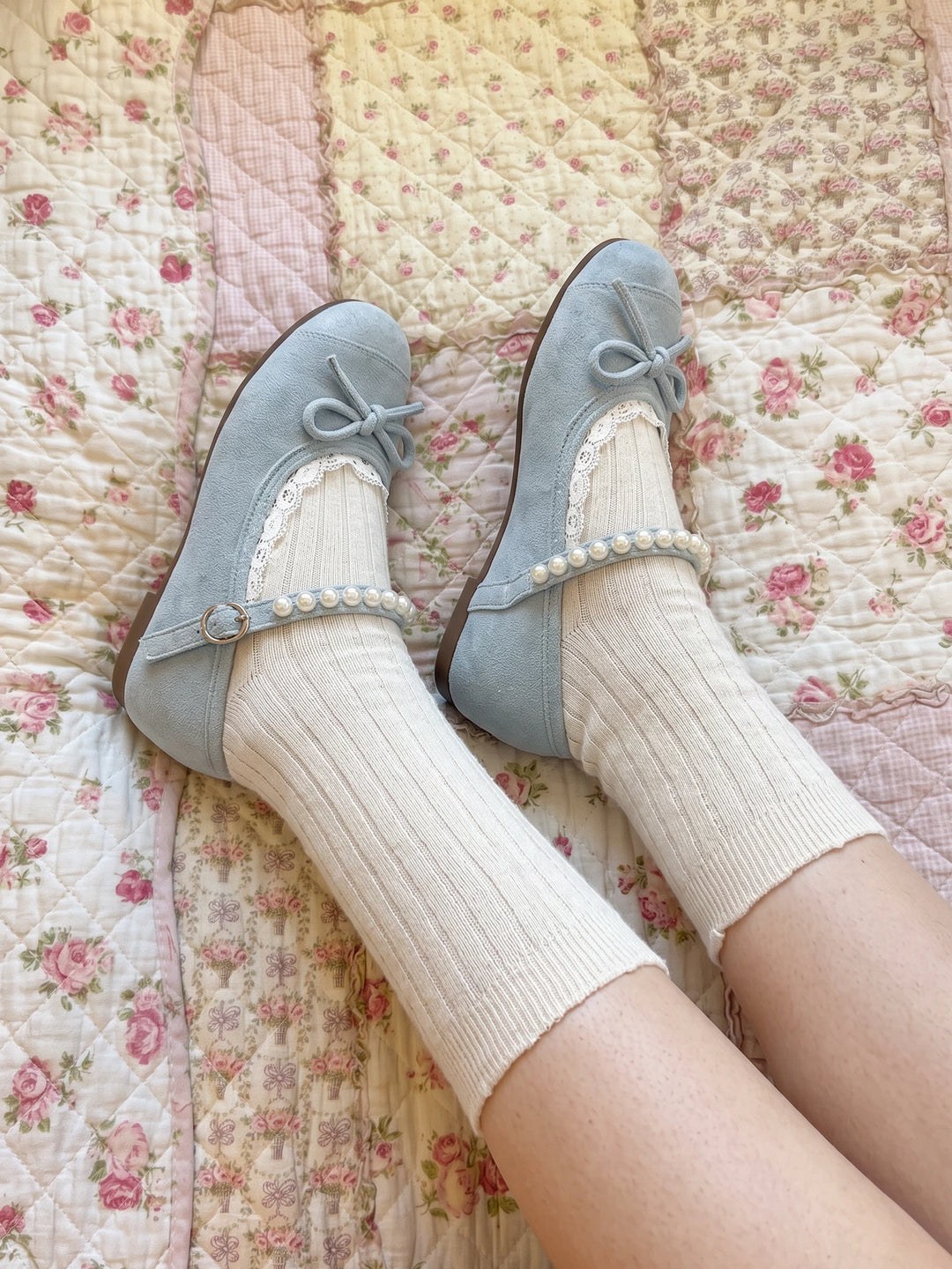 Anais Pearl Lace Mary Jane Flats