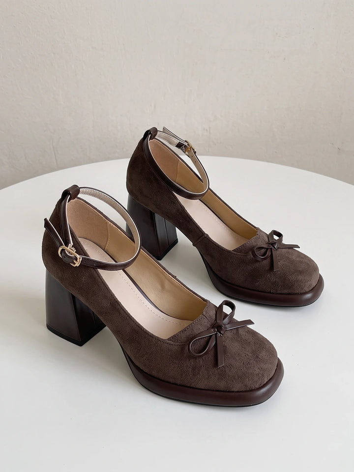 Soleil Suedette Bow Mary Janes
