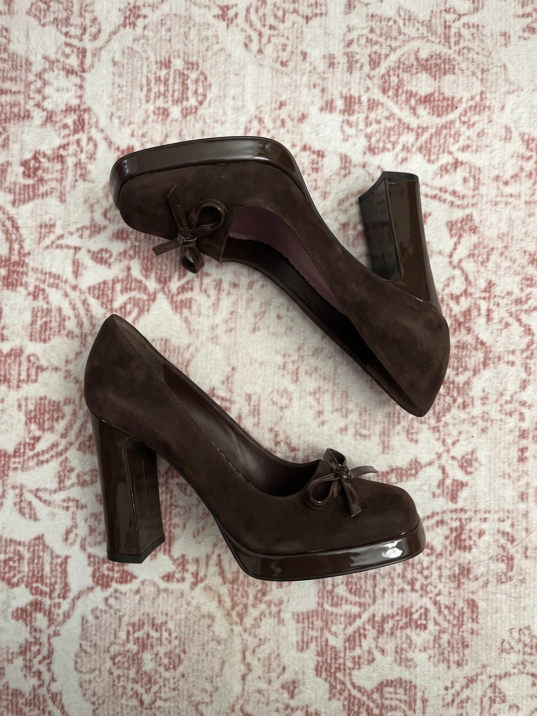 Helene Suede Bow Platform Heels