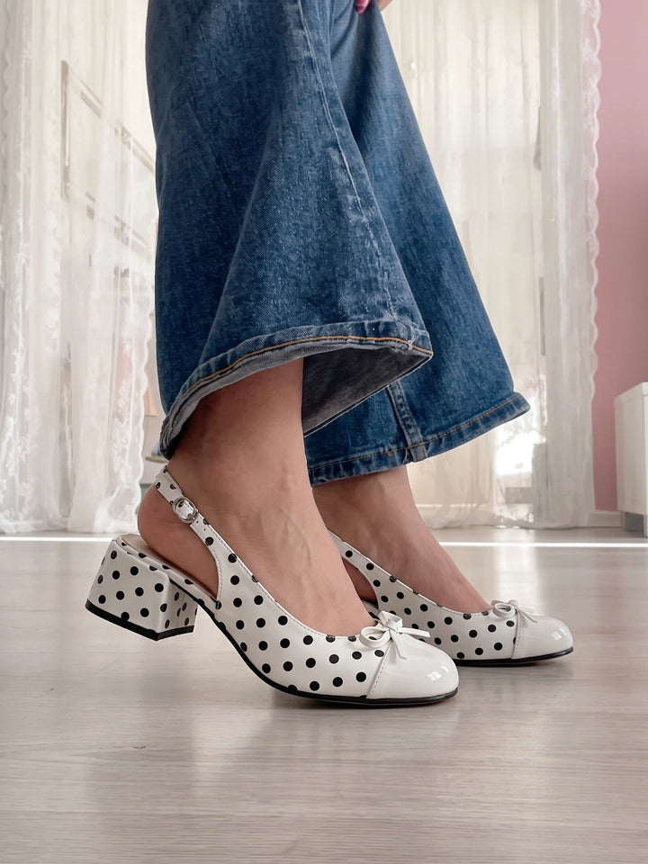 Mignettienne Polka Dot Slingback Heels