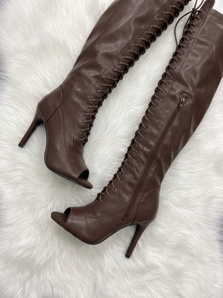 Odette Lace-Up Thigh-High Boots