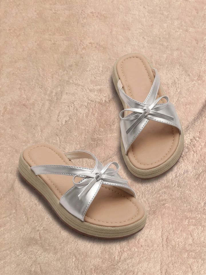 Brigitte Metallic Bow Platform Sandals