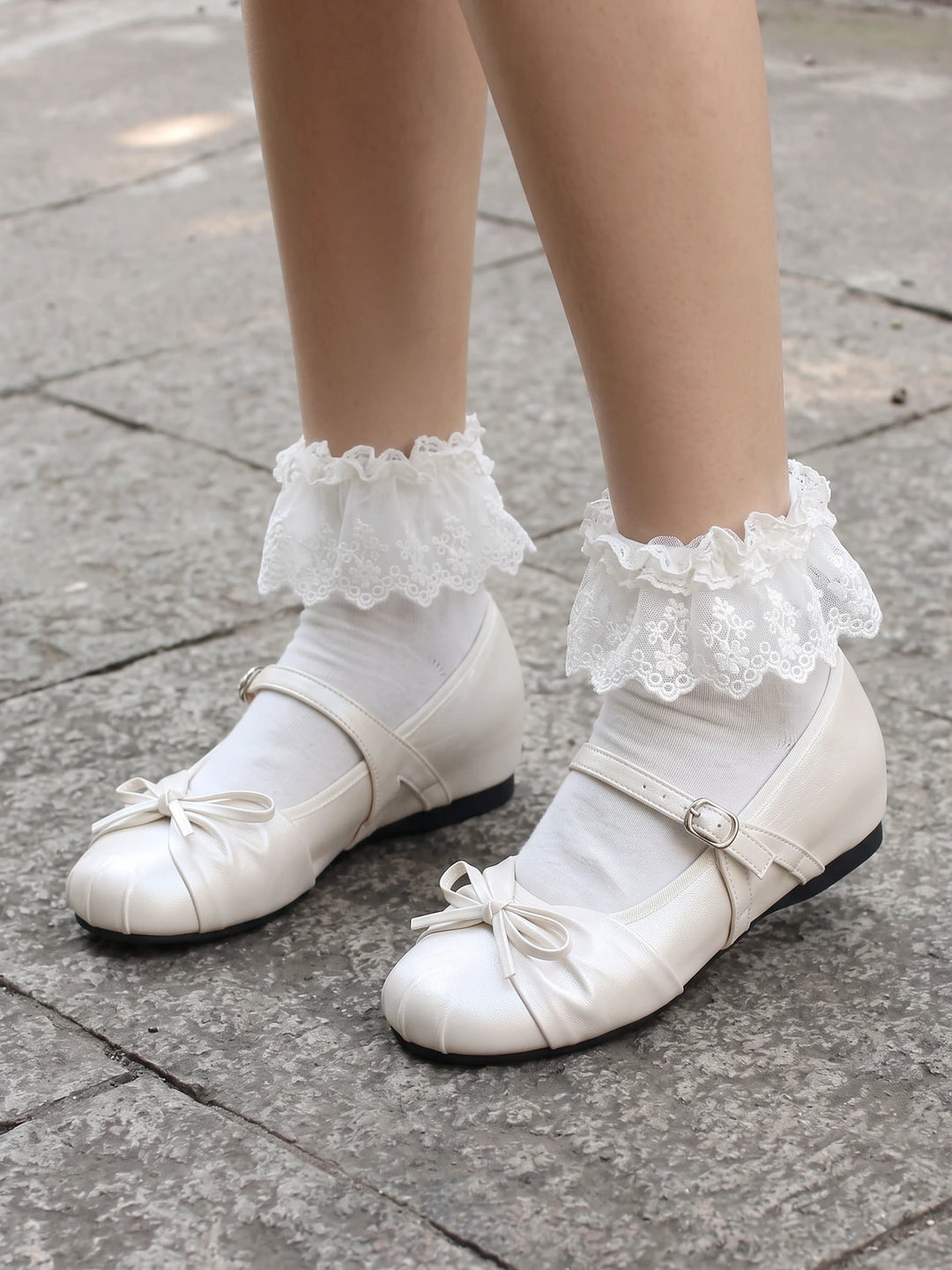 Margot Pleated Ivory Mary Janes