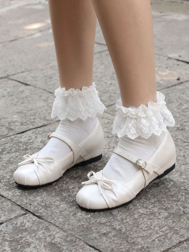 Margot Pleated Ivory Mary Janes