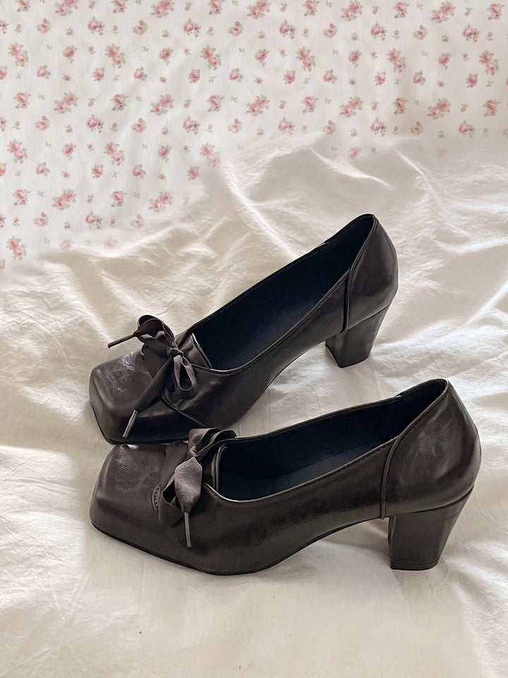 Célestine Matte Ribbon Bow Heels