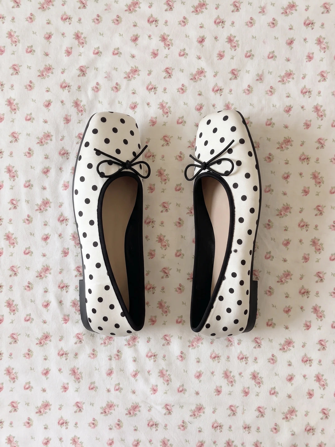 Annelore Polka Dot Square Toe Flats