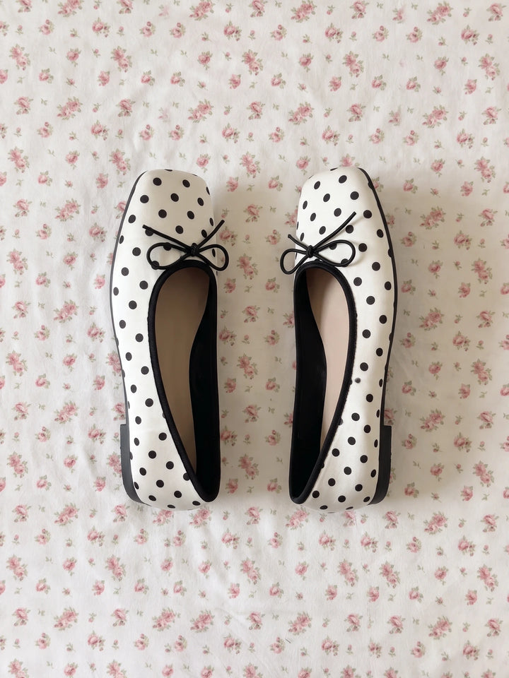 Annelore Polka Dot Square Toe Flats