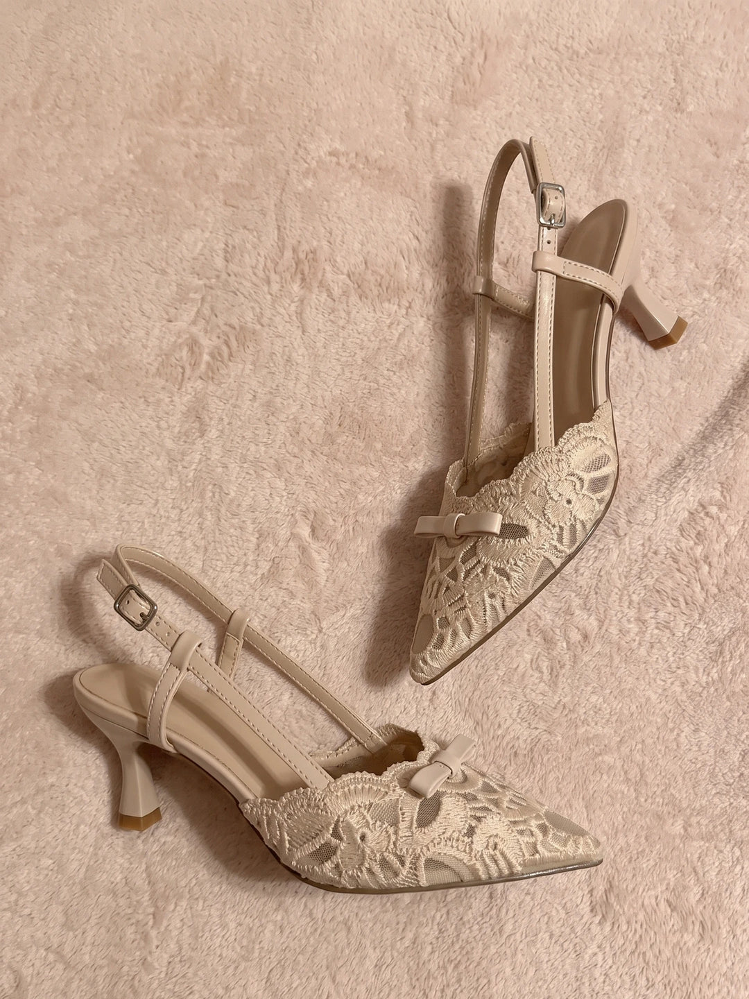 Evette Floral Lace Slingback Heels