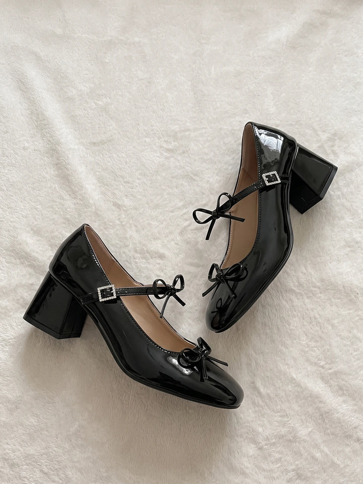 Philomene Crystal Bow Patent Mary Janes