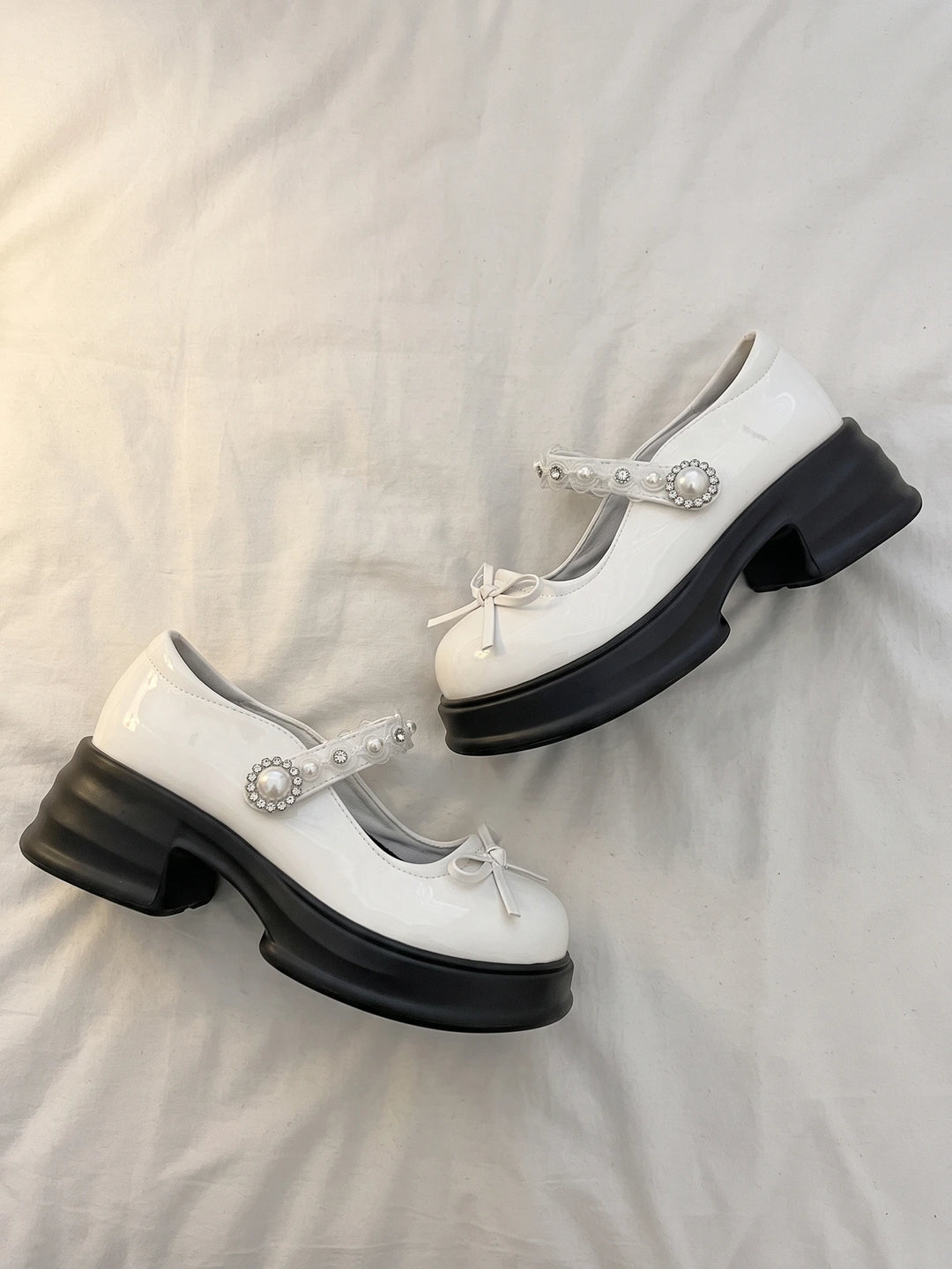 Ottaviolette Pearl Bow Platform Mary Janes