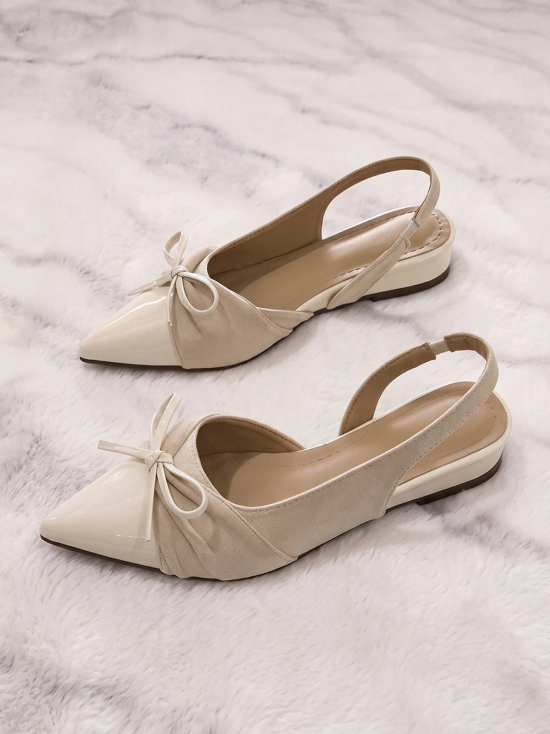 Hyacinthe Suede Patent Slingback Flats