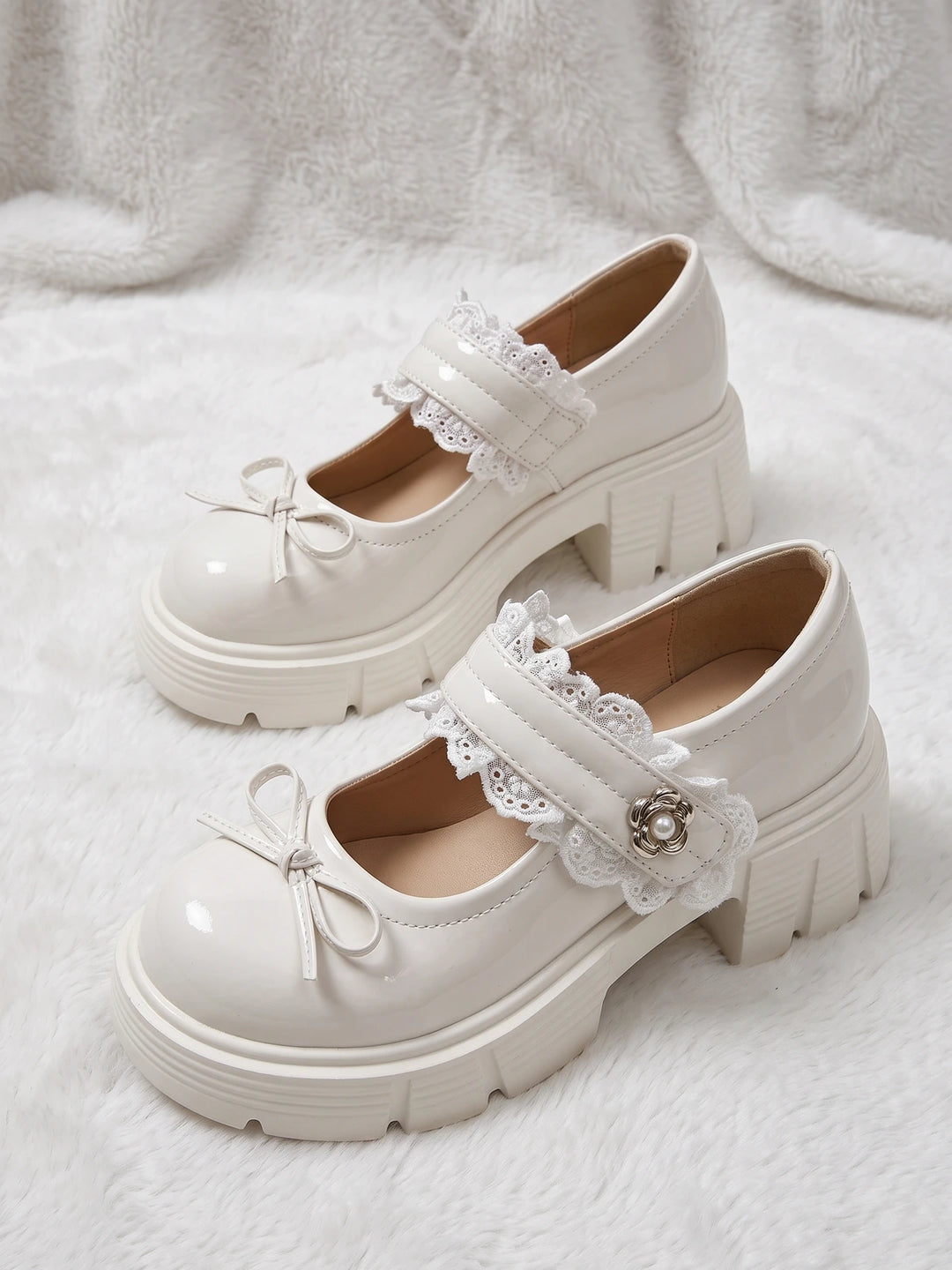 Ottaviolette Lace Bow Lug Sole Mary Janes