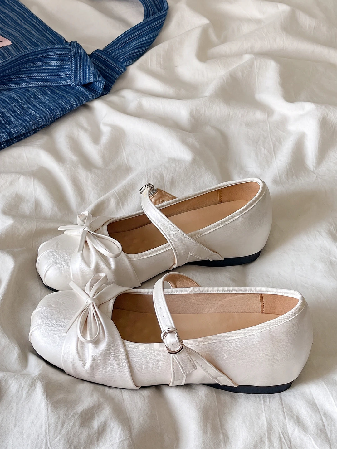Margot Pleated Ivory Mary Janes