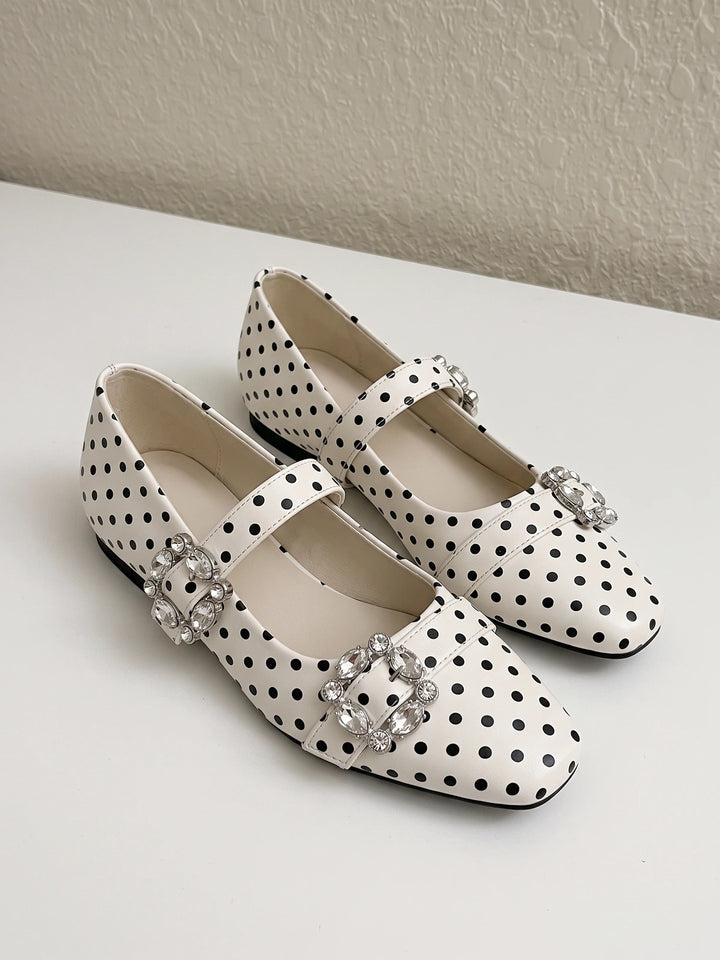 Ottaviolette Polka Dot Rhinestone Mary Janes