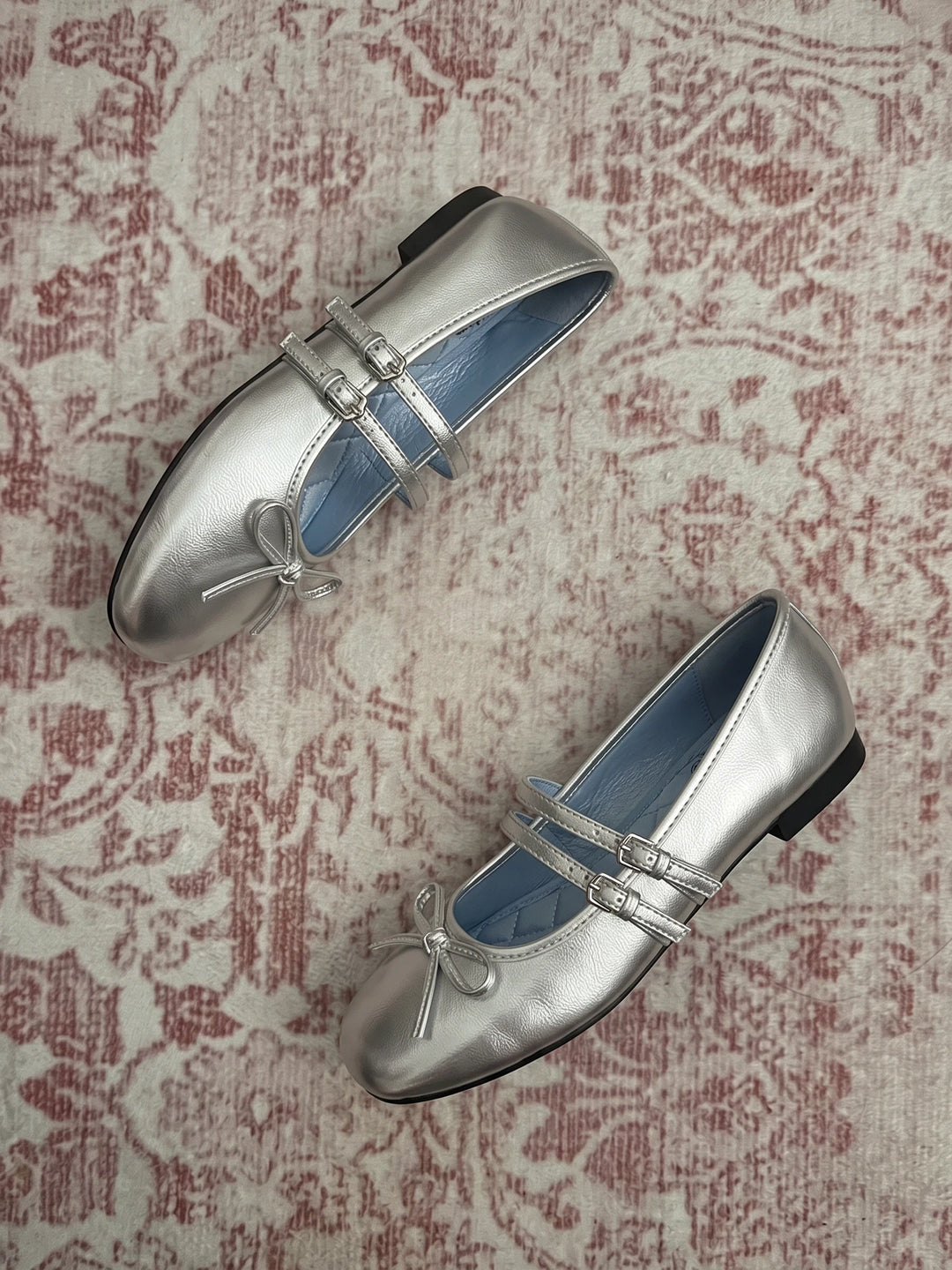 Coquelicot Metallic Bow Mary Jane Flats