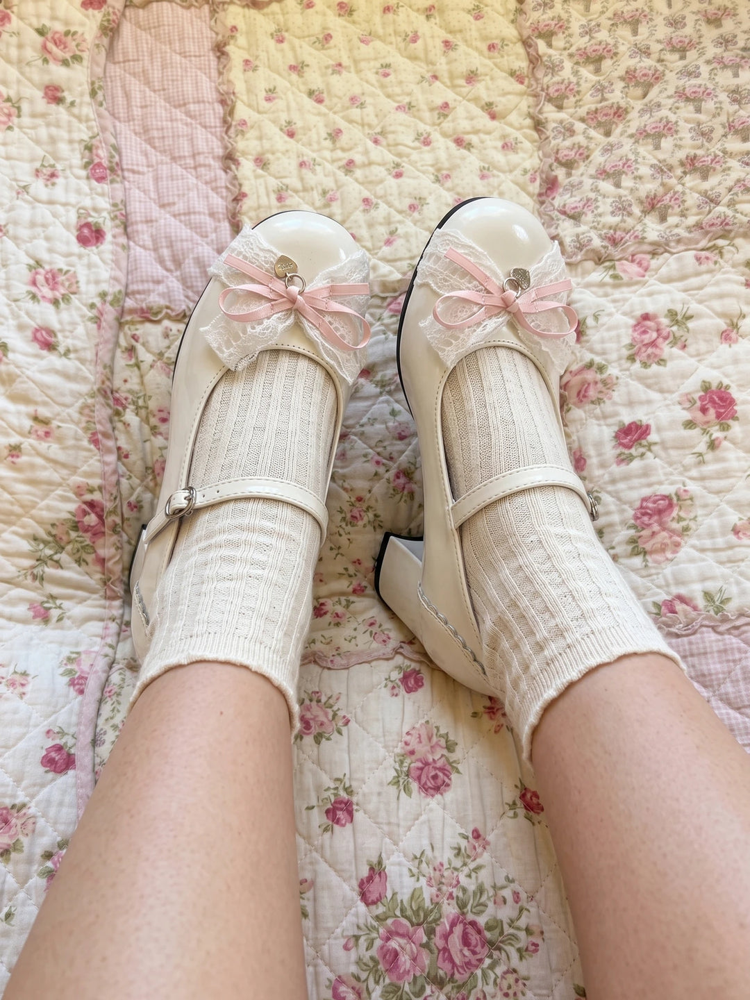 Lisette Ribbon Lace Bow Mary Janes