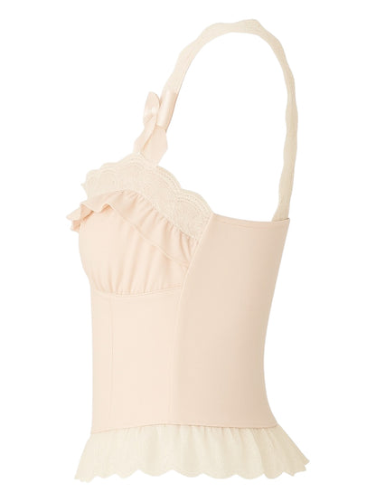 Vintage Pink Tencel Satin Lace Top