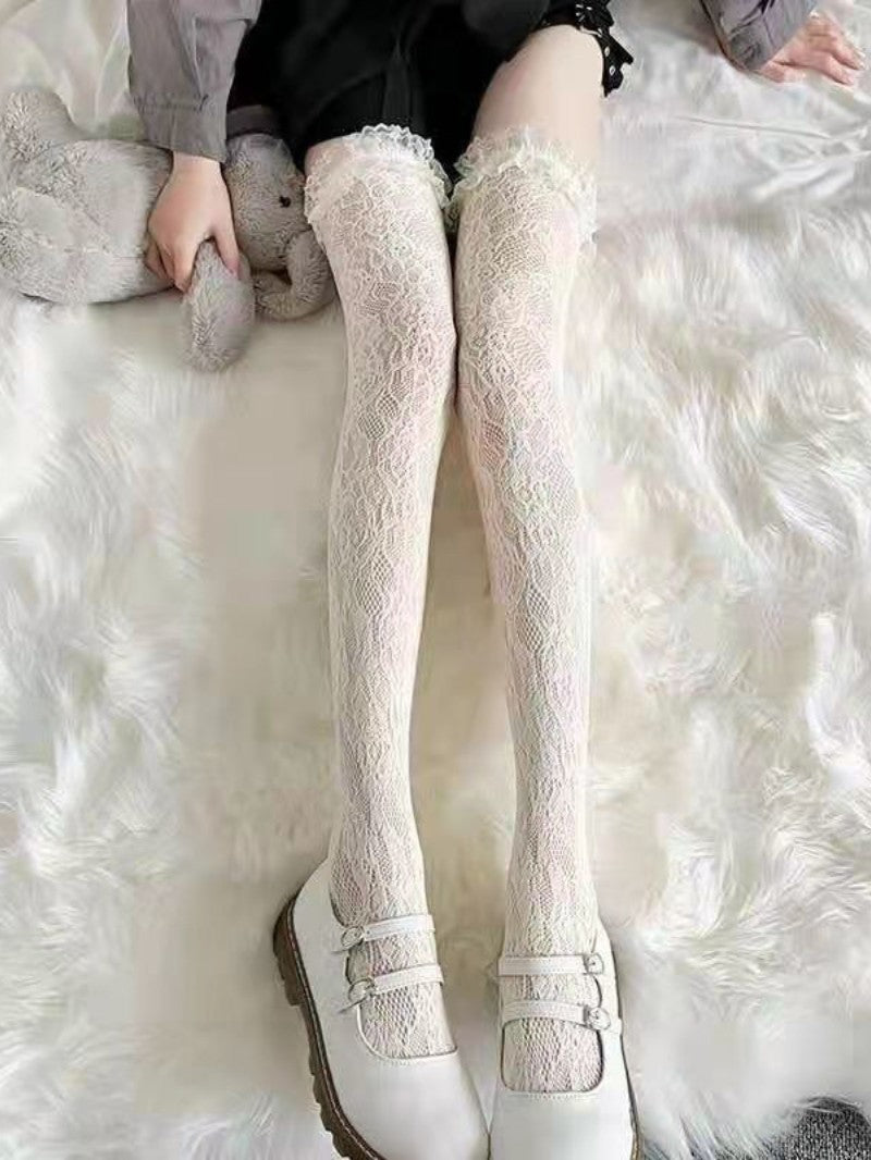 Lace Over Knee Slouch Stockings