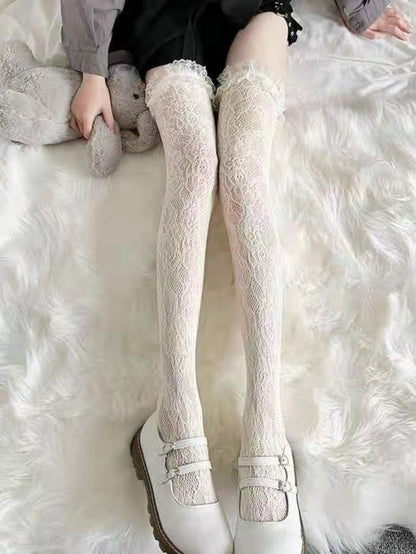 Lace Over Knee Slouch Stockings