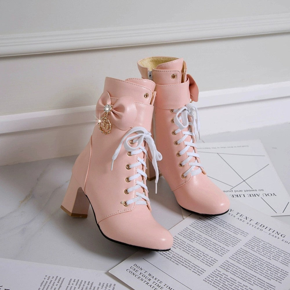 Side Zipper Chunky Heel Boots