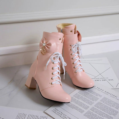 Side Zipper Chunky Heel Boots
