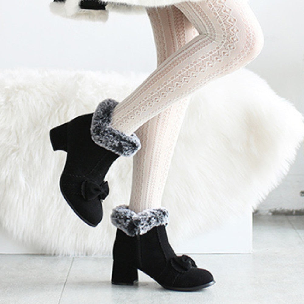 Fleece-Lined Suede Short Boots