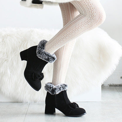 Fleece-Lined Suede Short Boots
