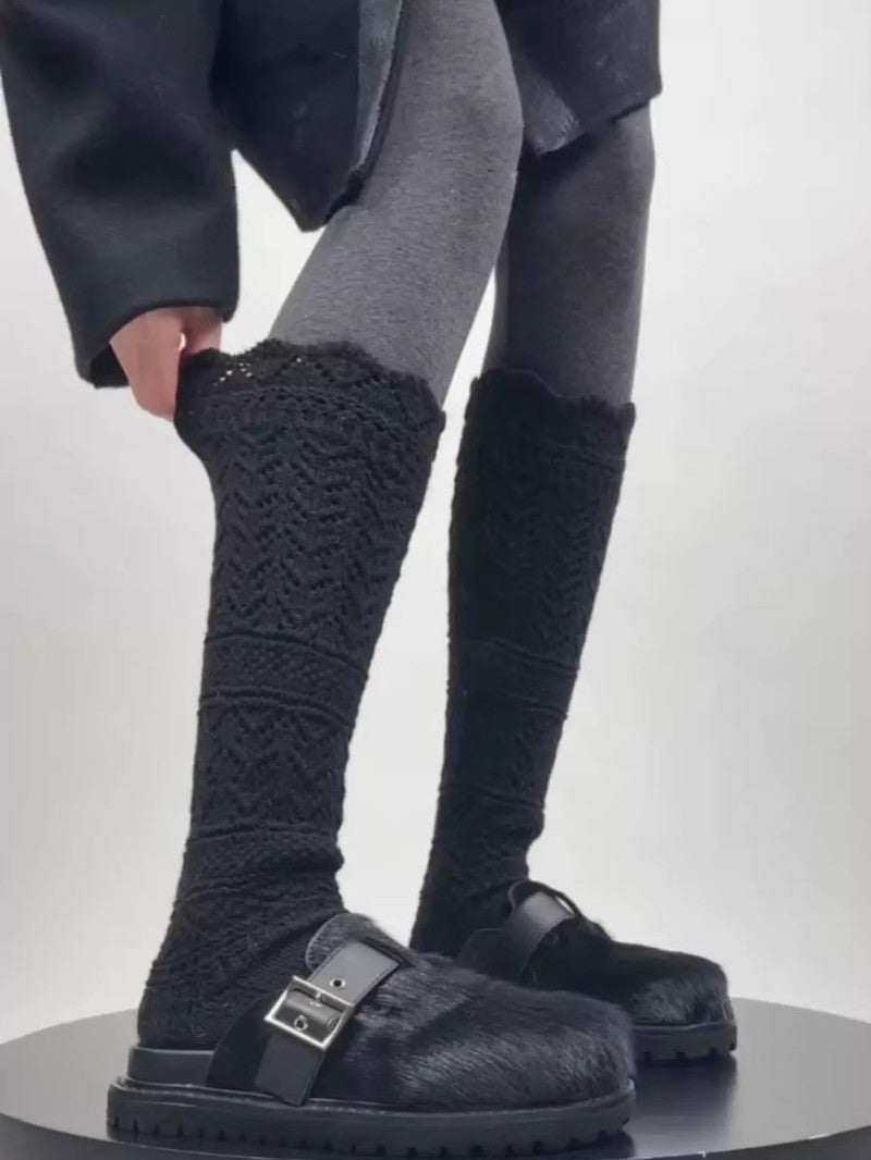 Hollow Out Knit Slouch Socks