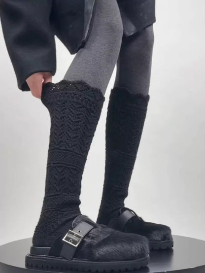 Hollow Out Knit Slouch Socks