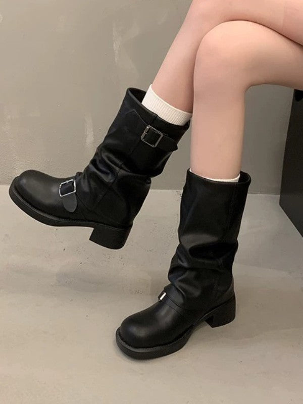 Retro Slouch Mid-Calf Cowgirl Boots