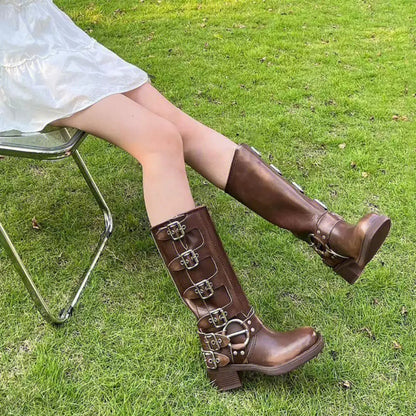 Vintage Buckle Riding Boots