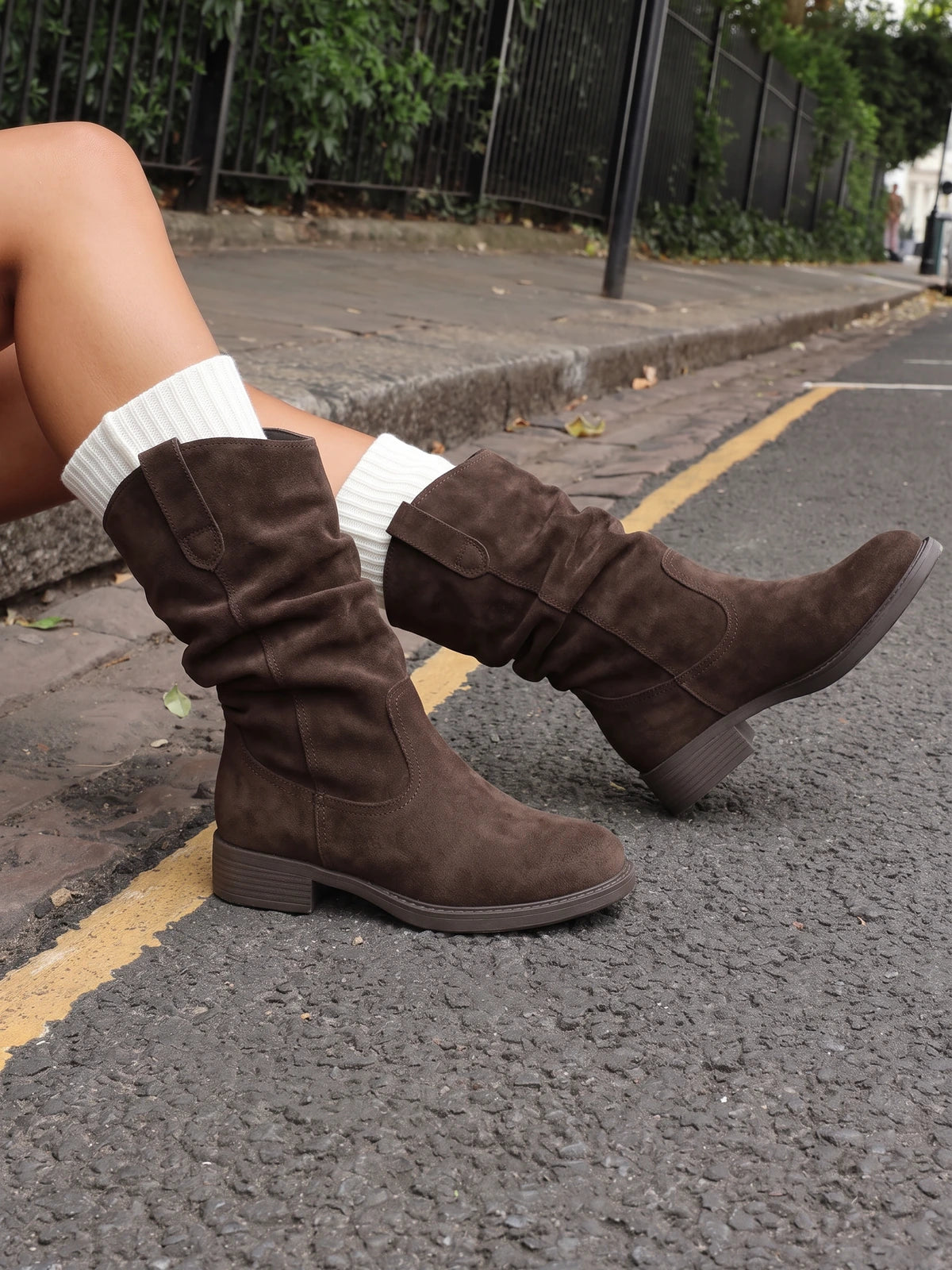 Lisabette Slouchy Suedette Mid-Calf Boots