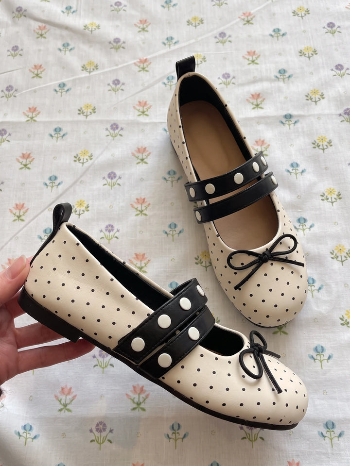 Mirettia Polka Dot Mary Jane Flats