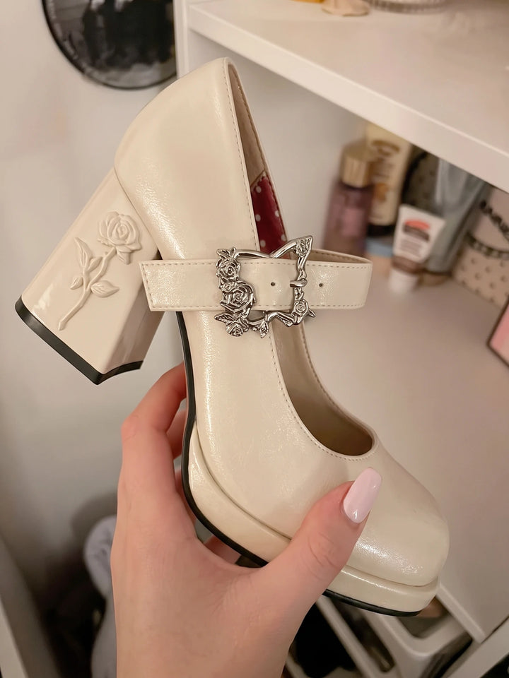 Rosalinde Rose Sculpture Mary Jane Heels