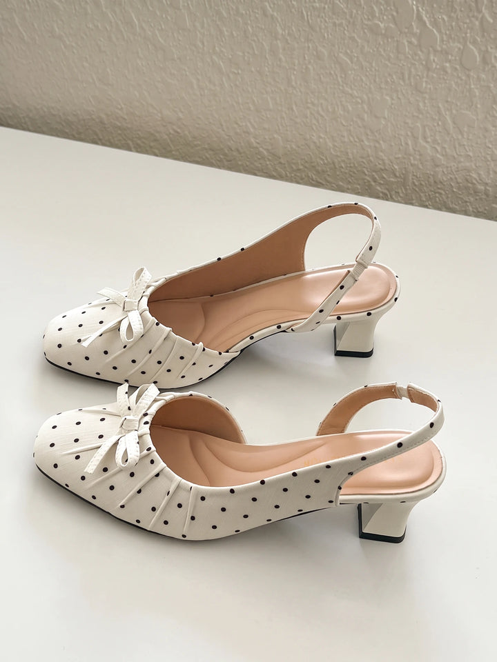 Anabel Polka Dot Bow Slingback Heels