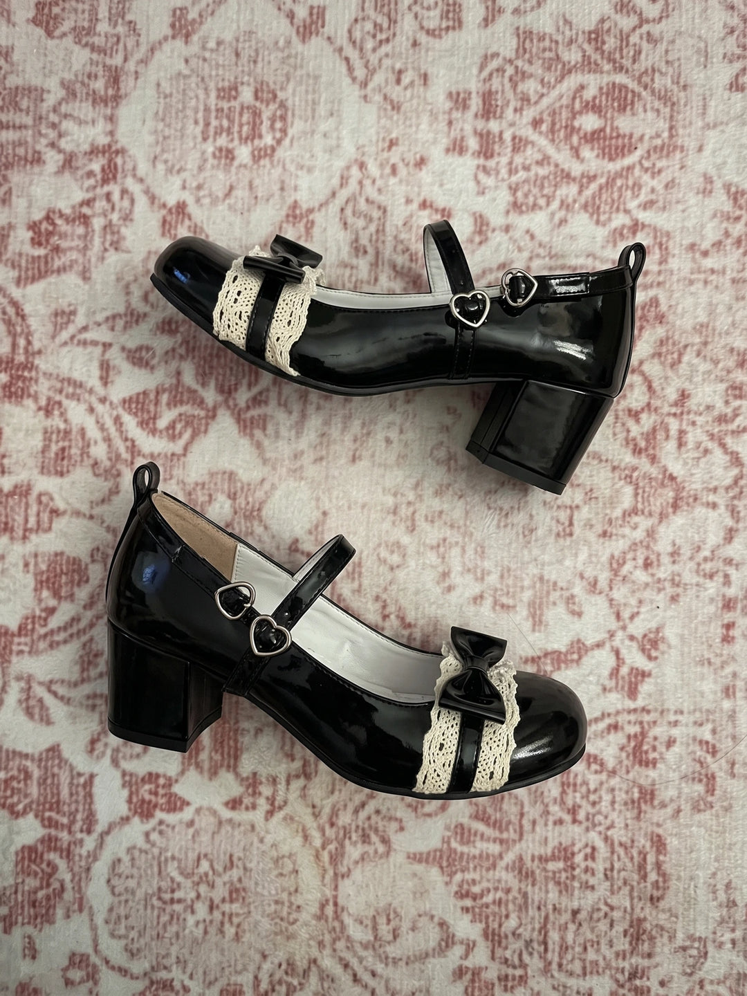 Fleurie Lace Bow Mary Jane Heels