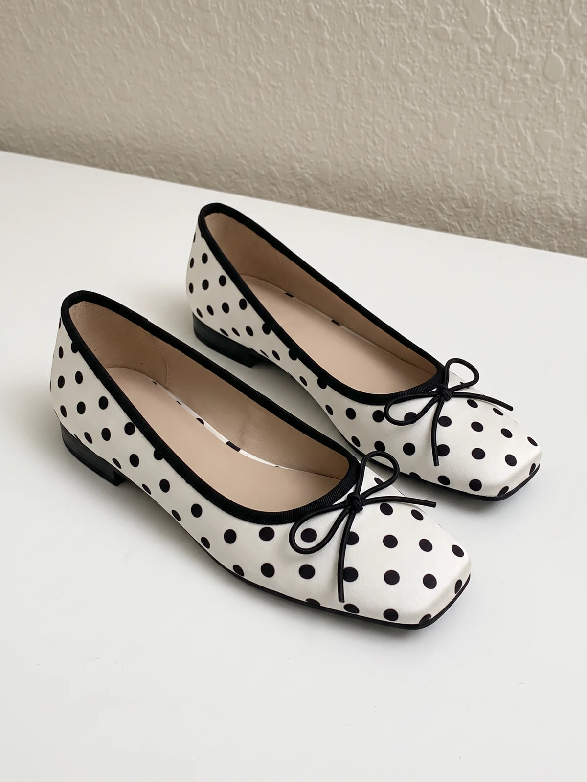 Annelore Polka Dot Square Toe Flats