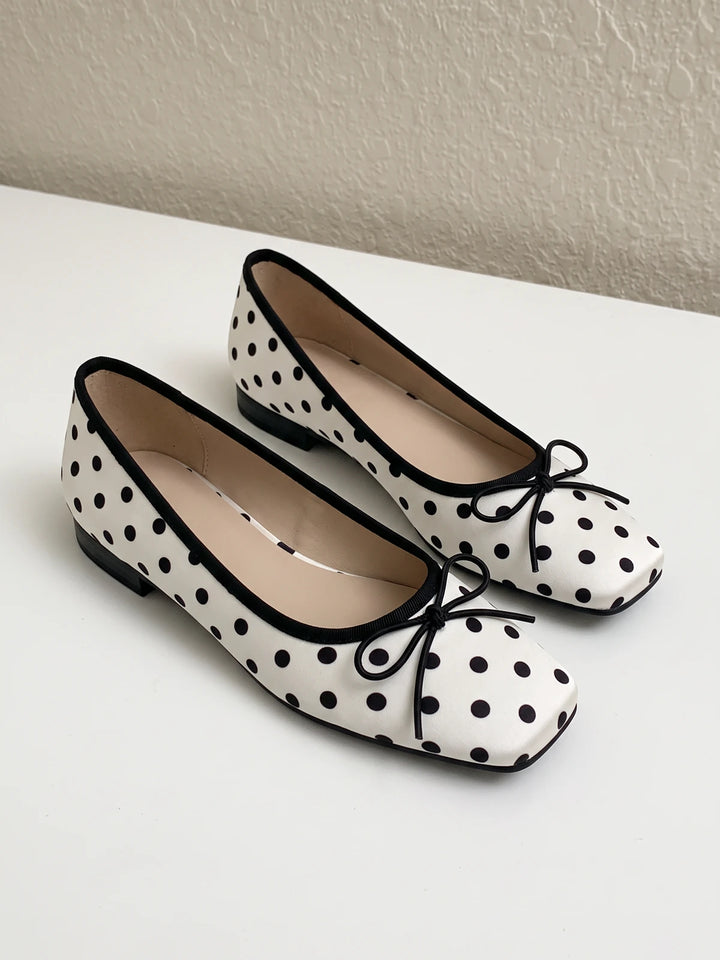 Annelore Polka Dot Square Toe Flats
