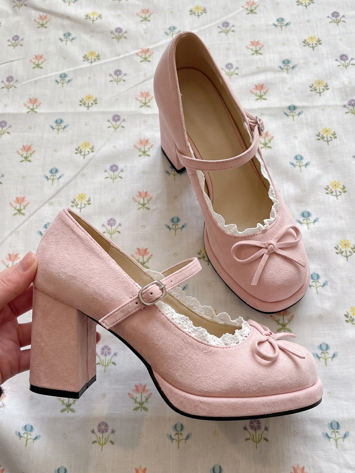 Zibeline Lace Bow Mary Jane Heels