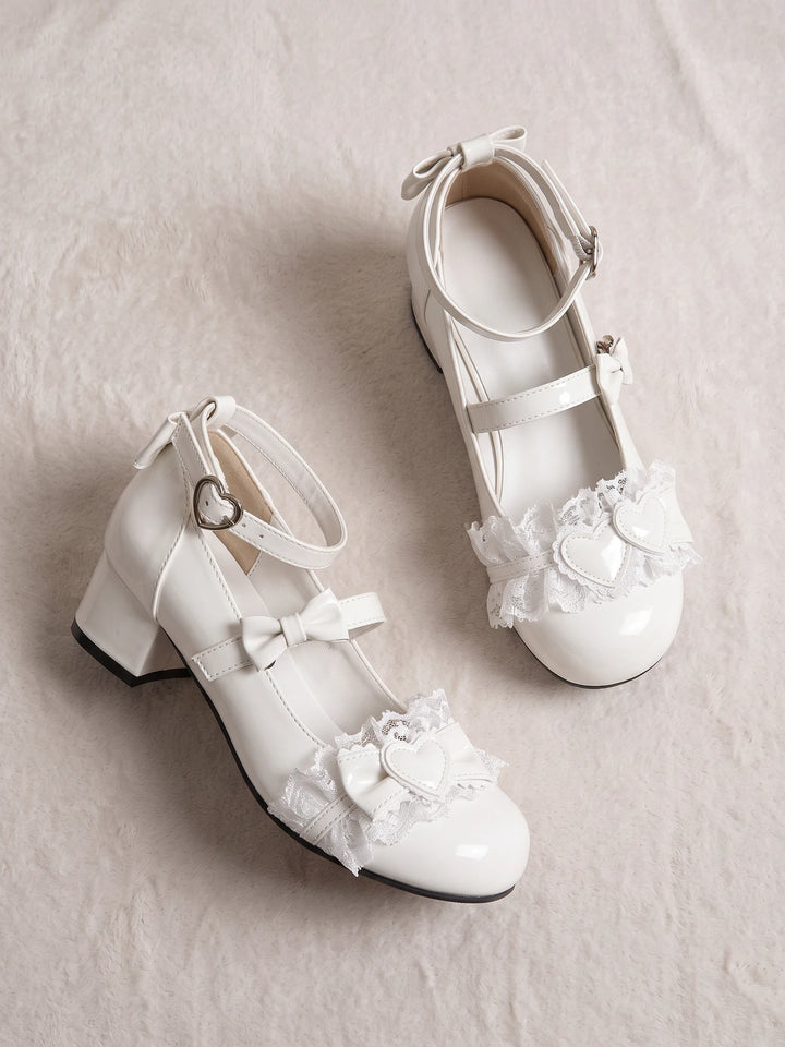 Apolline Lace Ruffle Mary Jane Heels