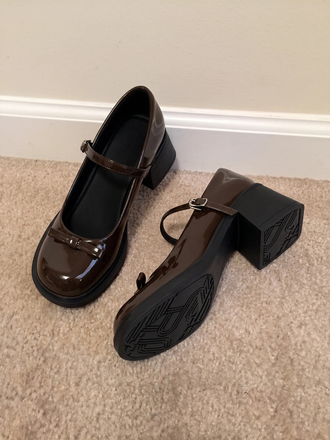 Solene Bow Patent Mary Jane Heels