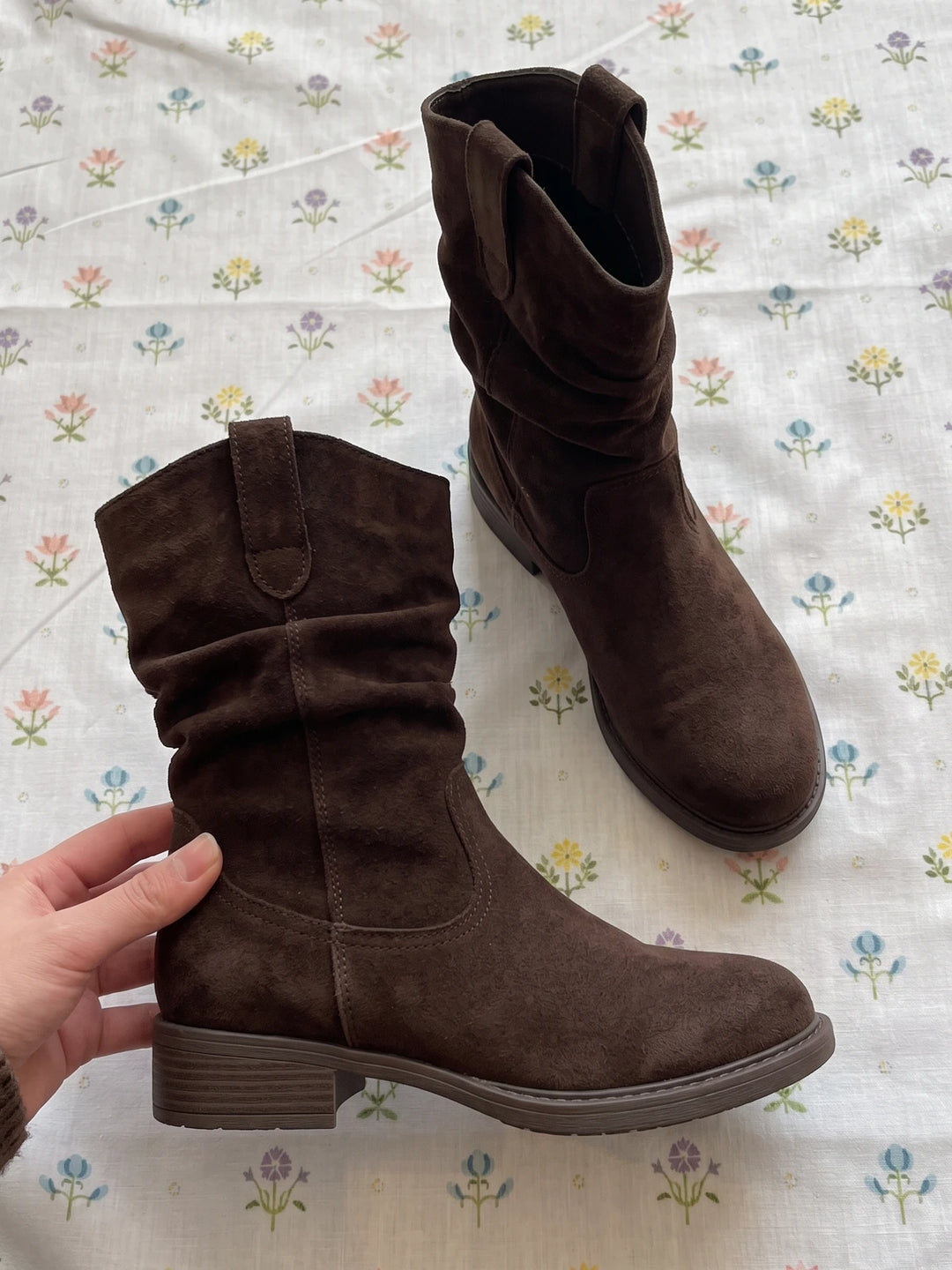 Lisabette Slouchy Suedette Mid-Calf Boots