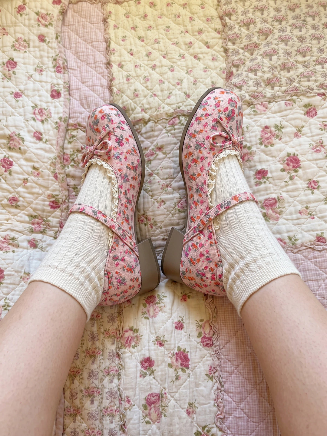 Giselle Floral Lace Bow Mary Janes