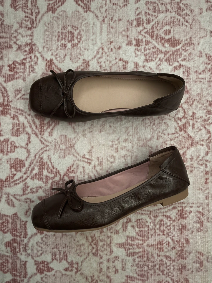 Lucile Dark Brown Bow Ballet Flats