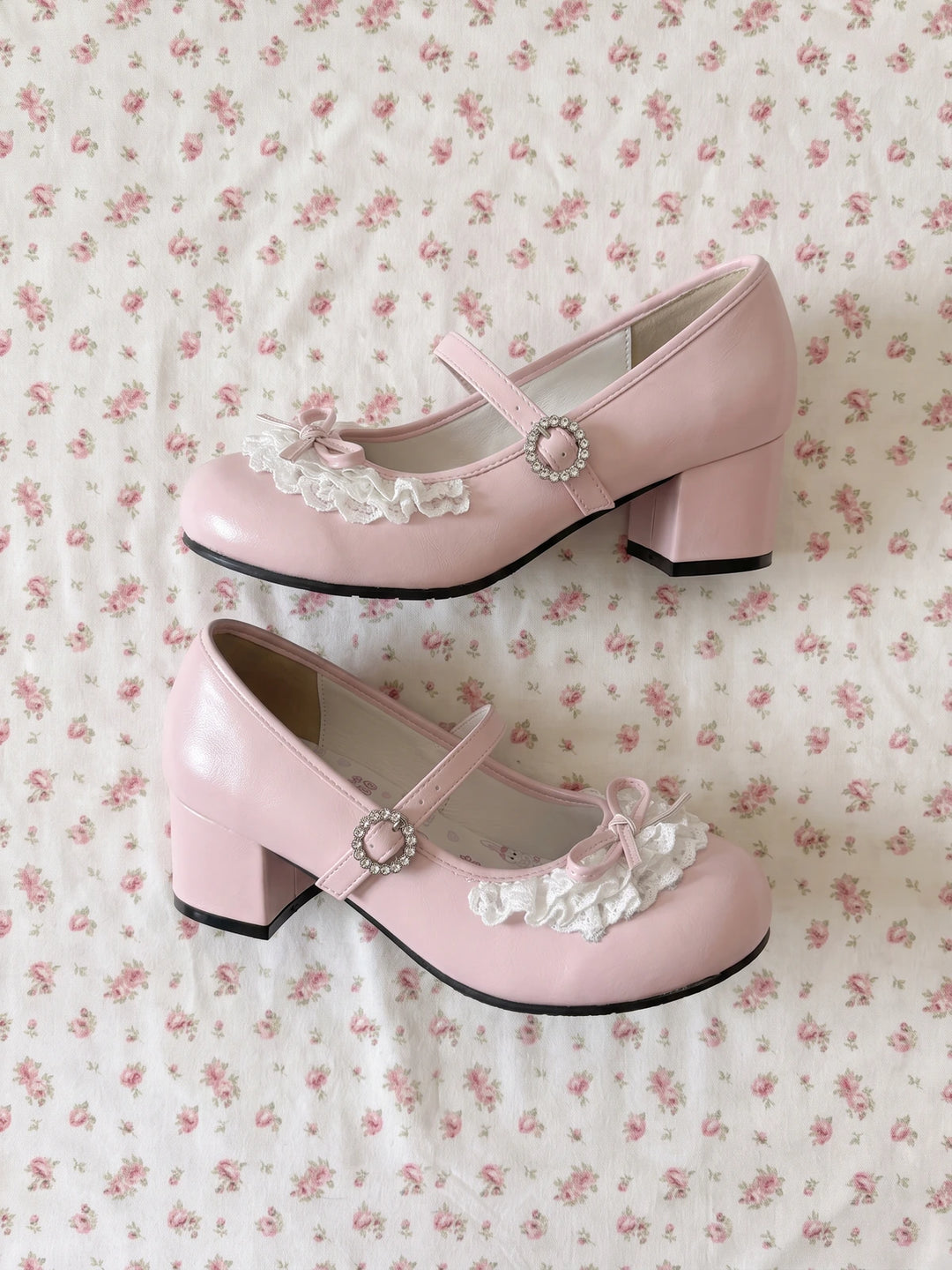 Monique Ruffled Bow Mary Jane Heels